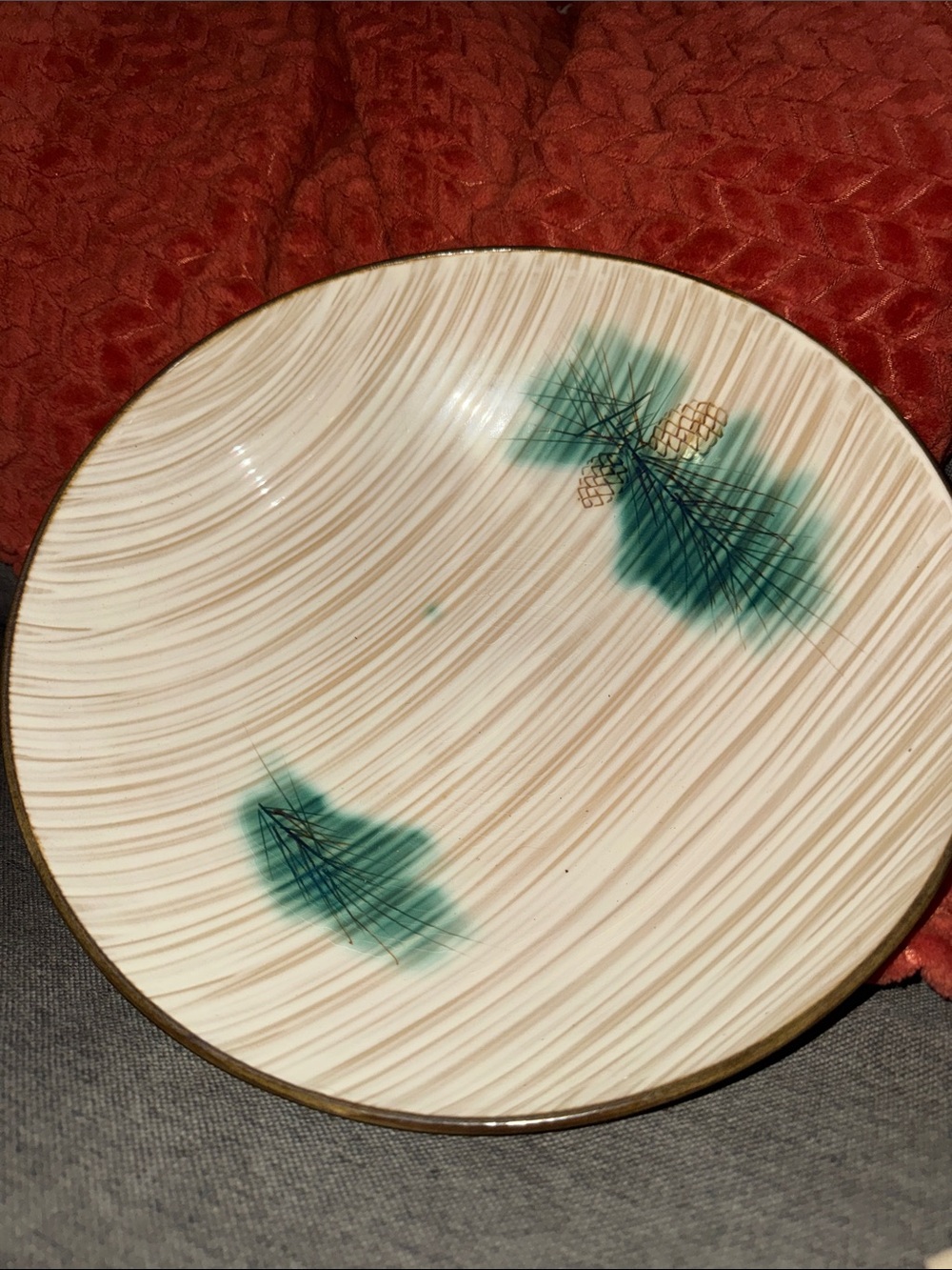 Vintage Fancrest Wares Pinecone Serving Bowl | Mid-Century Handcrafted Japanese